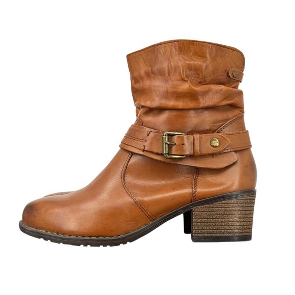 Lasocki Scrunchy Western Boot Leather Women's SZ 39 Leather Brown Zip Buckle - Picture 12 of 12